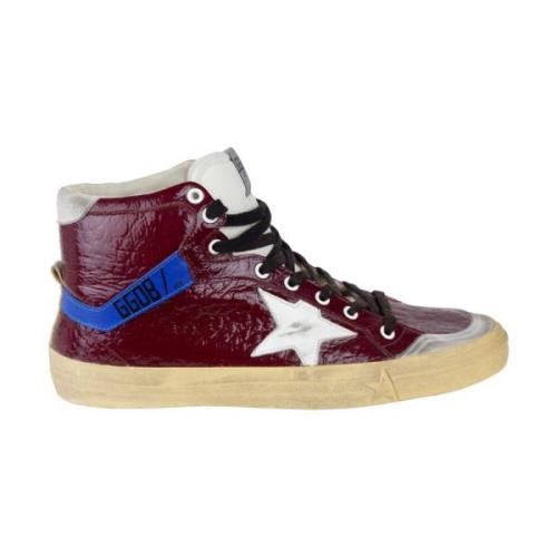 Golden Goose Bordeaux Läder High Top Sneakers Red, Herr