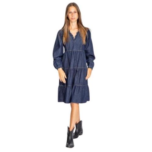 Love Moschino Denim klänning med utsvängd kjol Blue, Dam
