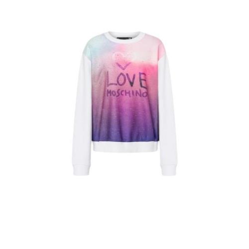 Love Moschino Glas Effekt Logo Sweatshirt Multicolor, Dam
