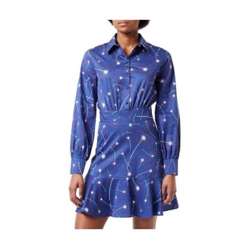Love Moschino Abstrakt Tryck Bomull Skjortklänning Blue, Dam