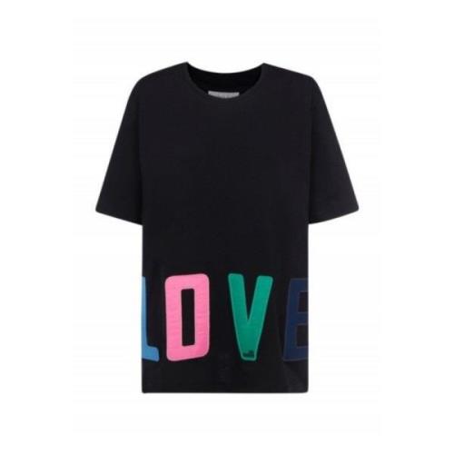Love Moschino Multifärgad Print Oversize T-shirt Black, Dam