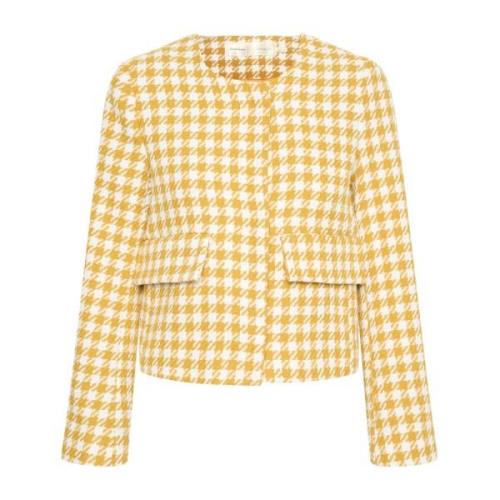 InWear Rutig Jacka med Fickor Yellow, Dam