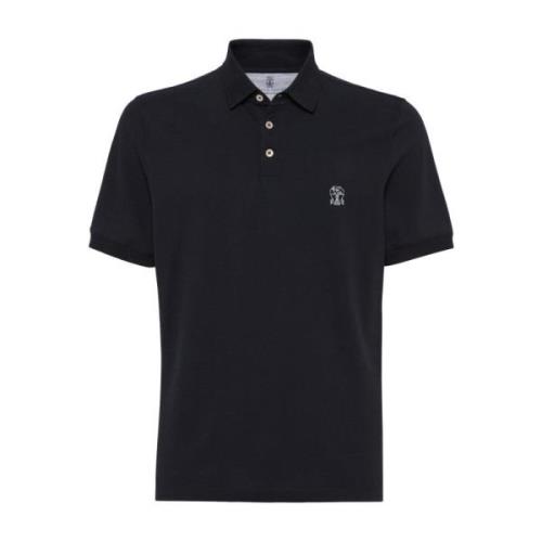 Brunello Cucinelli Broderad Logotyp Polo T-shirts och Polos Black, Her...