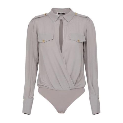 Elisabetta Franchi Korsad Body Skjorta med Detaljer Gray, Dam