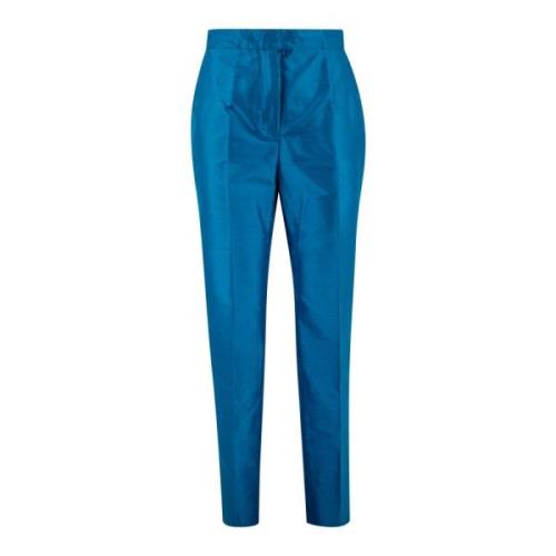 Max Mara Klarblå Byxor Rak Silhuett Blue, Dam