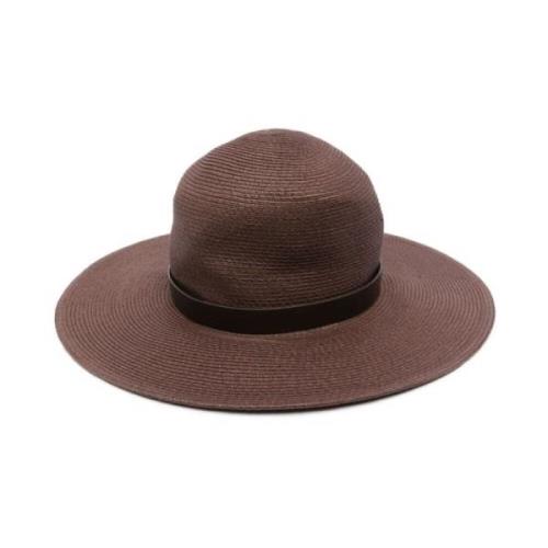 Max Mara Brun Musette Bredbrättad Hatt Brown, Dam