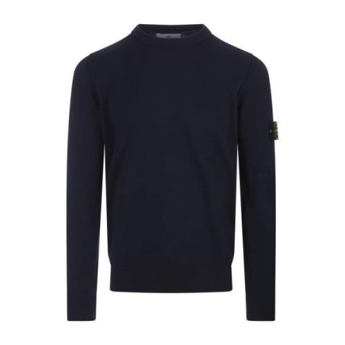 Stone Island Marinblå Crewneck Sweater Shaved Knit Blue, Herr