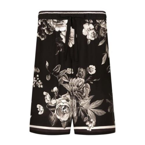 Dolce & Gabbana Blommig Silkes Shorts Multicolor, Herr