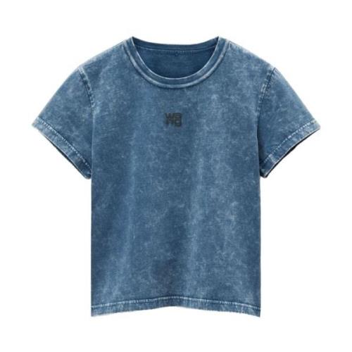 Alexander Wang Bomull Acid Wash Appliqué Logo T-shirts Blue, Dam