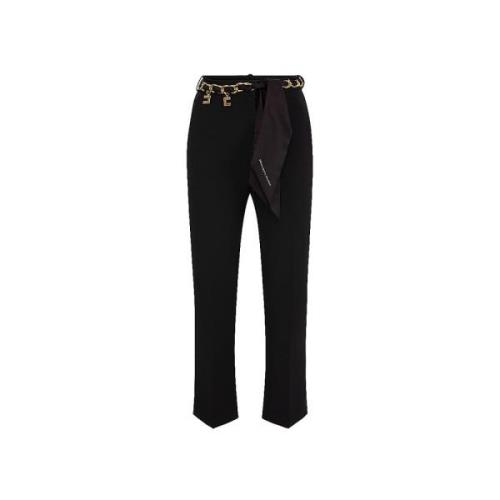 Elisabetta Franchi Svarta Stretch Crepe Flared Byxor Black, Dam