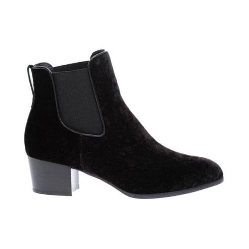 Hogan Eleganta sammet ankelboots Black, Dam