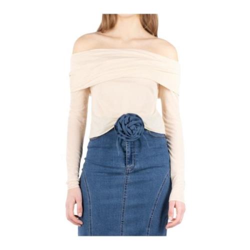 Rotate Birger Christensen Off-Shoulder Kräm Polyester Klänning Beige, ...