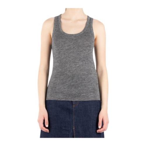 Officine Générale Rund Hals Linne Tank Top Grå Gray, Dam