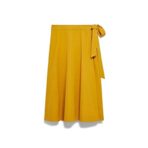 Max Mara Weekend Wrap Kjol i Senap Bomullspoplin Yellow, Dam