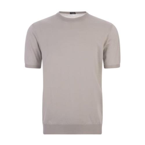 Kiton Grå Bomullstickad Crew Neck T-shirt Gray, Herr