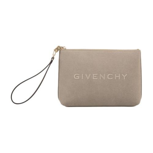 Givenchy Stor Clutchväska i Brun Canvas Brown, Dam