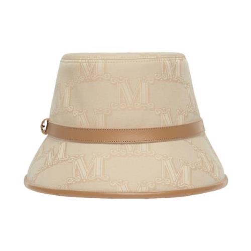 Max Mara Elce Bucket Hat med Jacquard Mönster Beige, Dam