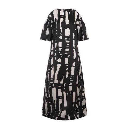 Max Mara Silkesklänning med grafiskt mönster Black, Dam