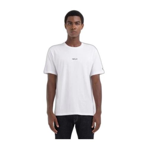 Replay Vit Enkel Rund Hals T-shirt Män White, Herr