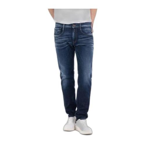 Replay Blå Slitna Herrjeans Blue, Herr