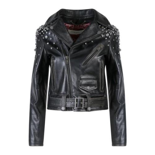 Golden Goose Leather Jackets Black, Dam