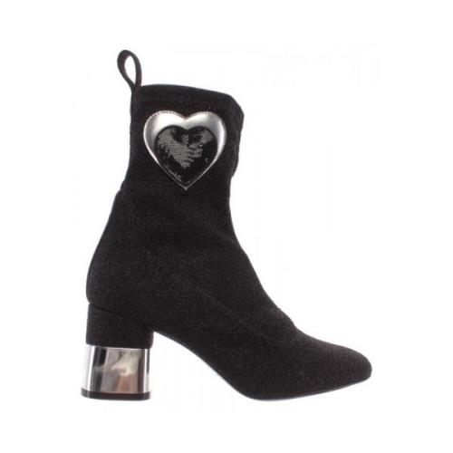 Love Moschino Svarta Lurex Ankelboots Black, Dam