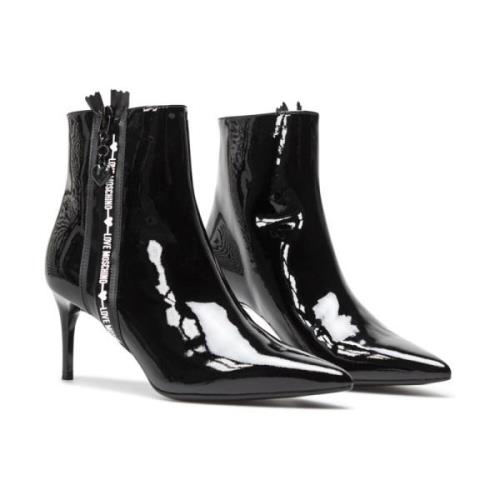 Love Moschino Svarta Läder Ankelboots Black, Dam