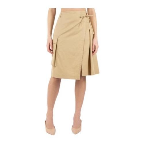 Dries Van Noten Beige Veckad Cargo Kjol Beige, Dam