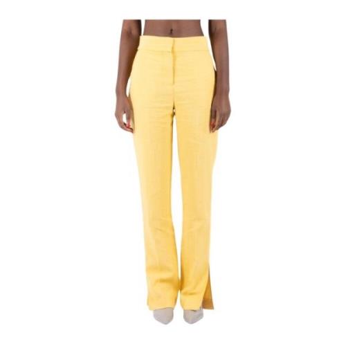 Jacquemus Hög Midja Linne Split Byxor Yellow, Dam