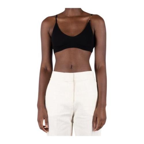 Jacquemus Svart Ribbstickad Bandeau Topp Black, Dam