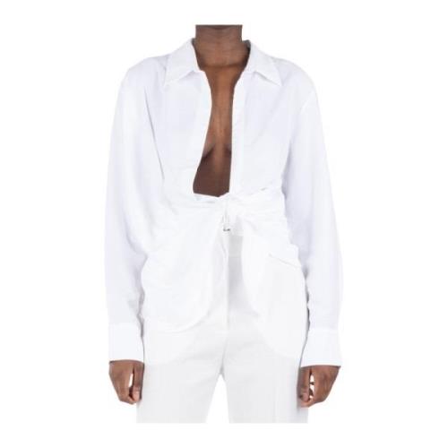 Jacquemus Vit Asymmetrisk Skjorta med Knut Detalj White, Dam