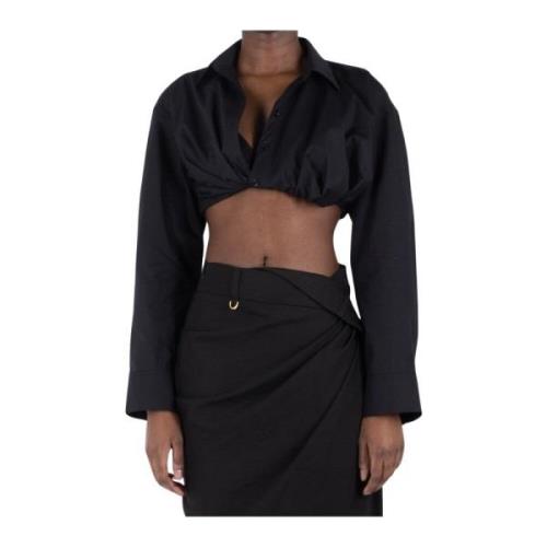 Jacquemus Kort Twisted Skjorta Svart Black, Dam