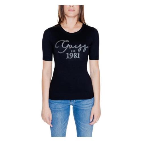 Guess Svart Tryckt Kortärmad T-shirt Black, Dam