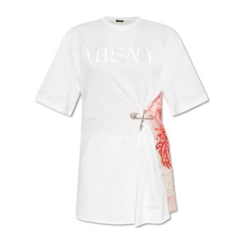 Versace T-shirt med Barocco Sea mönster White, Dam