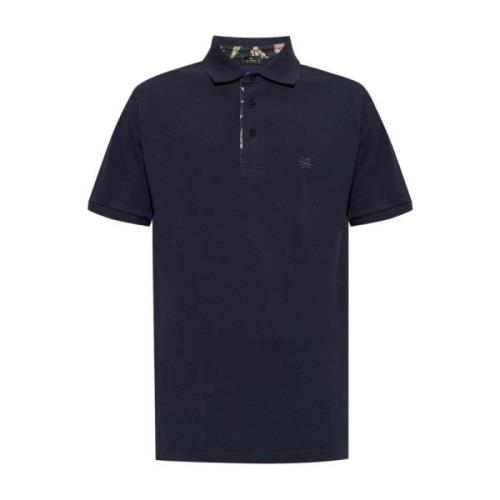 Etro Navy Blue Broderad Logopolo Blue, Herr