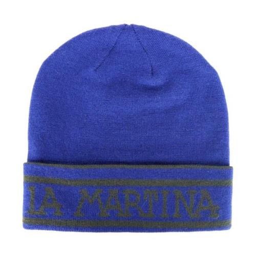 La Martina Ullblandning Logo Print Beanie Blue, Unisex