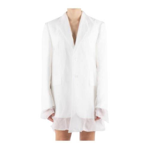 Sportmax Dubbellager Blazer Oversize Vit Siden White, Dam