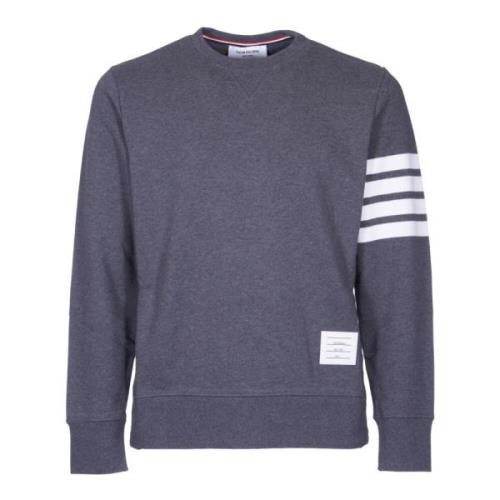 Thom Browne Klassisk Grå Crewneck Sweatshirt med 4-Bar Stripe Detalj G...