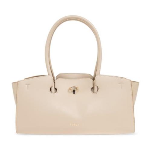 Furla Stor Axelväska Beige, Dam