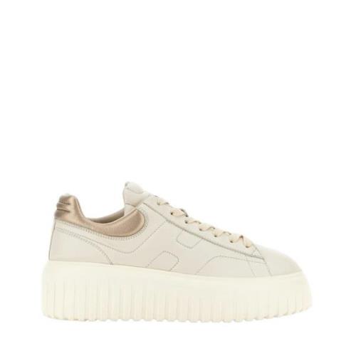 Hogan Ränder Läder Sneakers Vit Elfenben White, Dam