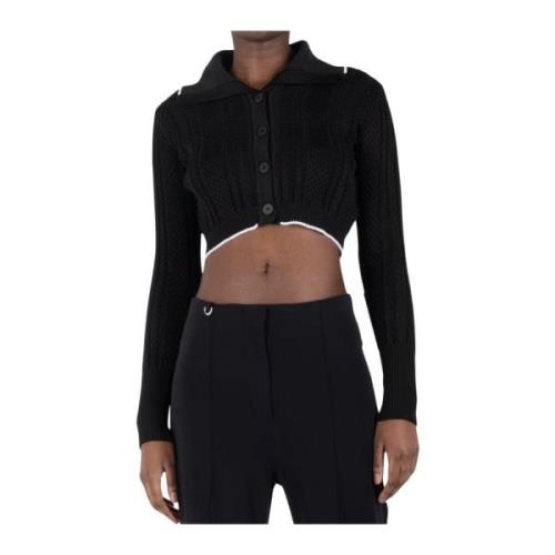 Jacquemus Kort Ribbstickad Cardigan Svart Black, Dam