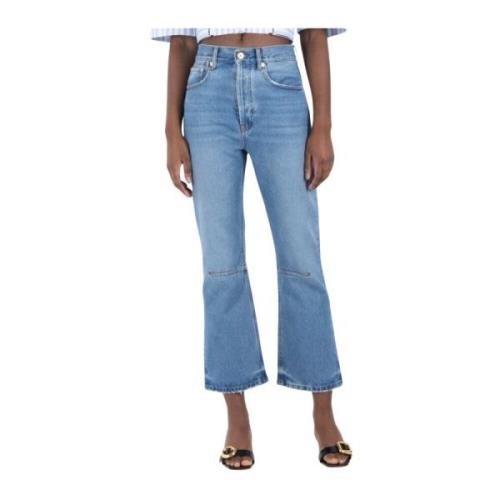 Jacquemus Hög Midja Cropped Flare Jeans Blue, Dam