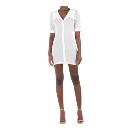 Jacquemus Randig Mini Skjortklänning White, Dam