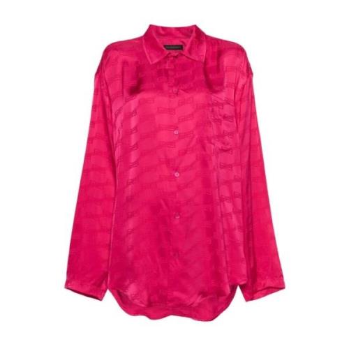 Balenciaga Fuchsia Jacquard Logo Skjorta Pink, Dam