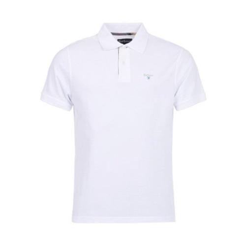 Barbour Tartan Pique Polo Skjorta White, Herr