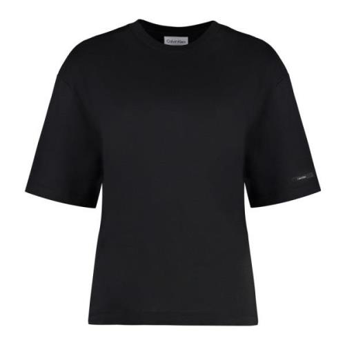 Calvin Klein Ribbad crew-neck T-shirt Black, Dam