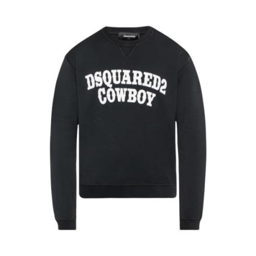 Dsquared2 Svart Logosweatshirt Italiensk Bomull Black, Herr