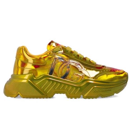 Dolce & Gabbana Höga Läder Sneakers Gul Fluorescerande Yellow, Dam