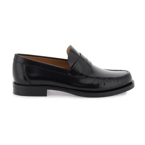 Salvatore Ferragamo Präglad Logotyp Läder Moccasins Black, Herr