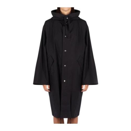 Jil Sander Svart Bomull Logo Print Parka Black, Dam